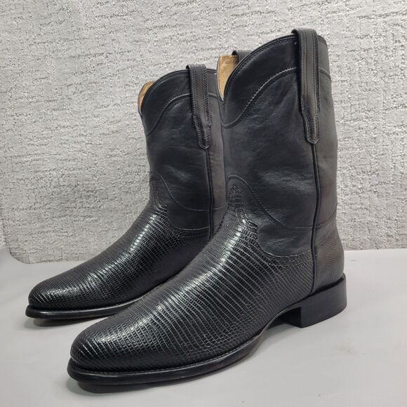 Tecovas The Earl Mens Size US 12.5D Obsidian Lizard Leather Pull-On Roper Boots main image 4
